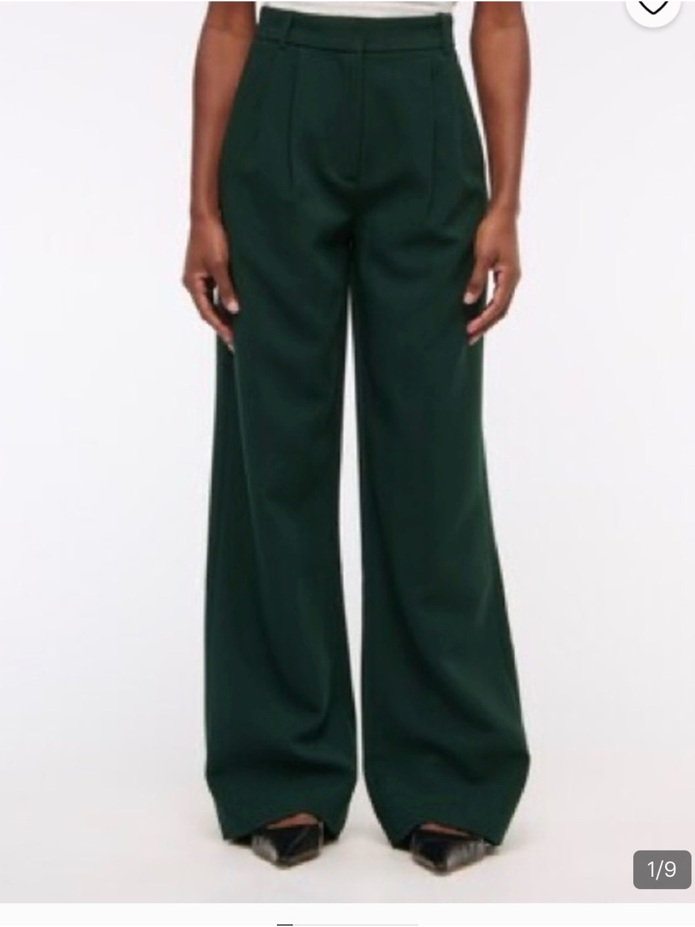 Abercrombie & Fitch Wide-Leg High-Waist Trousers in Deep Green